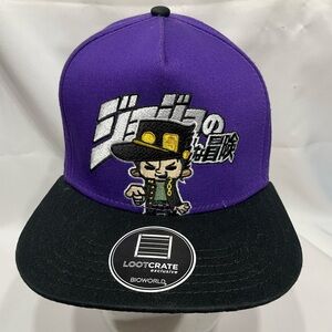 Bioworld JoJo's Bizarre Adventure purple & black SnapBack hat Loot Crate exclusi